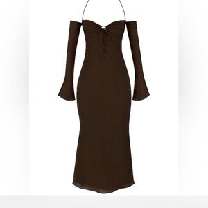 House of CB Naomi Espresso Halter Midi Dress